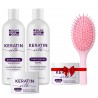 Intensywna kuracja naprawcza uszkodzonych włosów KERATIN SILK: Szampon, Odżywka, Maska + maska i szczotka W PREZENCIE!